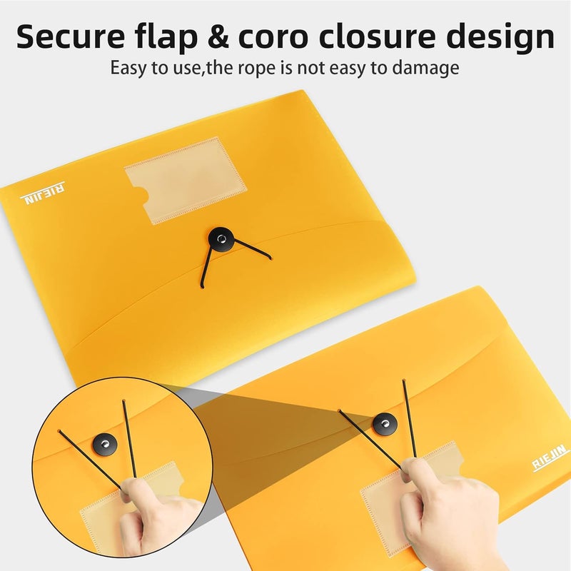 RIEJIN Accordian File Organizer 7 Pocket Expanding File Folder with Labels, Plastic Expandable File Folder for Documents Letter Size A4 Papers - Orange - Image 5